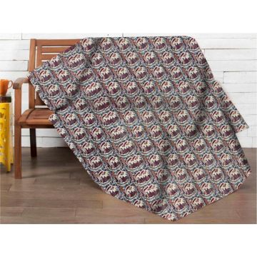 Rugsville Discharge Print Brown Queen Cotton Kantha Quilt 60" X 90"