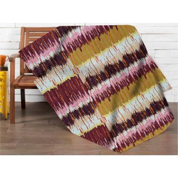 Rugsville Mix Print Ikat Multi Queen Cotton Kantha Quilt 60" X 90"