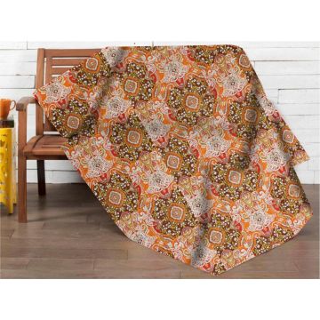 Rugsville Orange Bohemian King Cotton Kantha Quilt 90" X 108"