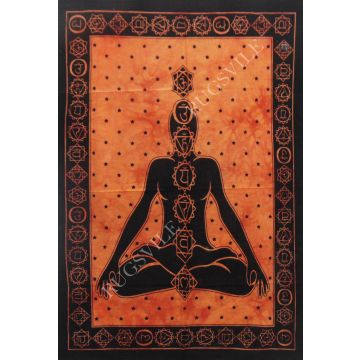Rugsville Wall Hanging Mandala  Room Decoration 7 Chackra Yoga Meditation Orange Tapestry 84 X 54 Inches