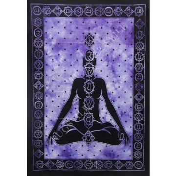 Rugsville Wall Hanging Mandala  Room Decoration 7 Chackra Yoga Meditation Purple Tapestry 84 X 54 Inches