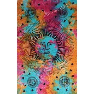Rugsville Wall Hanging Mandala  Room Decoration Good Morning Sun Multi Color Tapestry 84 X 54 Inches