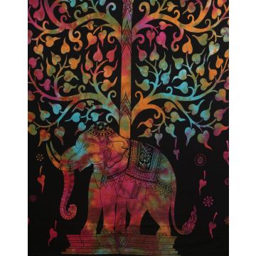 Rugsville Wall Hanging Mandala  Room Decoration Tree On Elephant Multi Color Tapestry 84 X 54 Inches