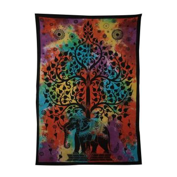 Rugsville Wall Hanging Mandala  Room Decoration Tree On Elephant Multi Color Tapestry 84 X 54 Inches