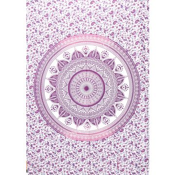 Rugsville Wall Hanging Mandala  Room Decoration Diya Baati Pink Tapestry 84 X 54 Inches