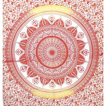 Rugsville Wall Hanging Mandala  Room Decoration Diya Baati Orange Tapestry 84 X 54 Inches