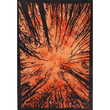 Rugsville Wall Hanging Mandala  Room Decoration Dark Forest Locust Tree Orange Tapestry 84 X 54 Inches