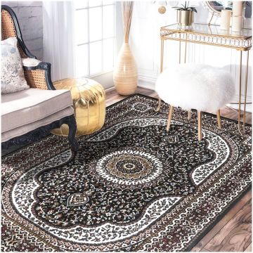 Rugsville Tabriz Fine Persian Black Red Carpet 5' x 8'