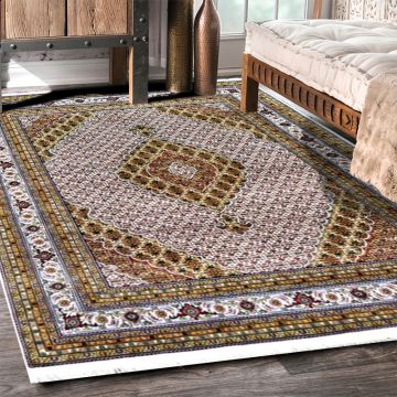 Rugsville Ines Tabriz Oriental Ivory Hand Knotted Wool Persian Carpet 63317