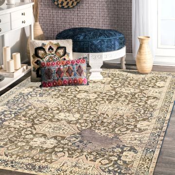 Rugsville Oxidye Floral Multi Wool Silk Designer Persian Carpet 63382