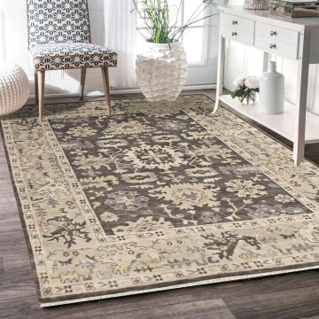 Rugsville Oushaks Traditional Floral Brown Wool Persian Carpet 12' x 18'