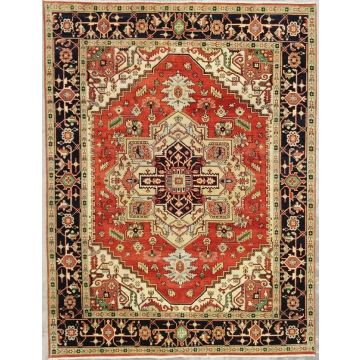 Rugsville Traditional Serapi Red & Rust Wool Persian Carpet 63406