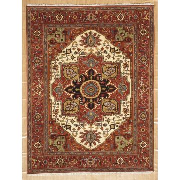 Rugsville Traditional Serapi Red & Rust Wool Persian Carpet 63409