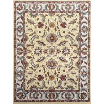  Enrico Traditional Floral Beige Wool Persian Carpet 63501