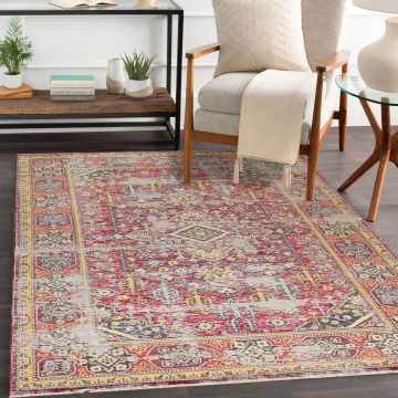 Rugsville Roshan Pink & Purple Oriental Persian Carpet 5'3" x 7'6"
