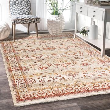 Rugsville Candon Floral Beige Persian Carpet 5'3" x 7'6"