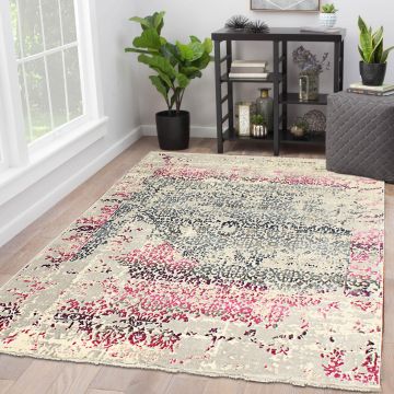 Rugsville Esmail Gray Pink Floral Persian Carpet 5'3" x 7'4"