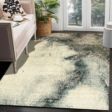 Rugsville Emry Gray Ivory Abstract Modern Carpet 5'3" x 7'4"