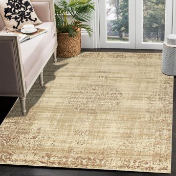 Rugsville Eymen Vintage Beige Oriental Persian Carpet 5' x 7'8"