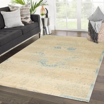 Rugsville Abay Vintage Ivory Floral Persian Carpet 5'3" x 7'6"