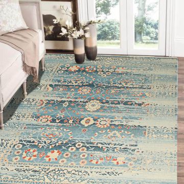 Rugsville Adlee Vintage Blue Floral Persian Carpet 5'3" x 7'7"