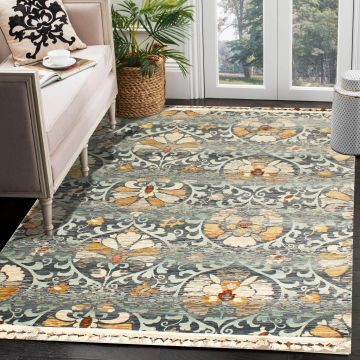 Rugsville Alp Gray Floral Modern Carpet 5'4" x 7'10"