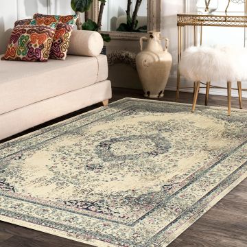 Rugsville Asen Ivory Floral Persian Carpet 5'1" x 7'8"