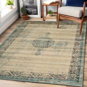 Rugsville Asur Floral Ivory Persian Carpet 5' x 7'8"