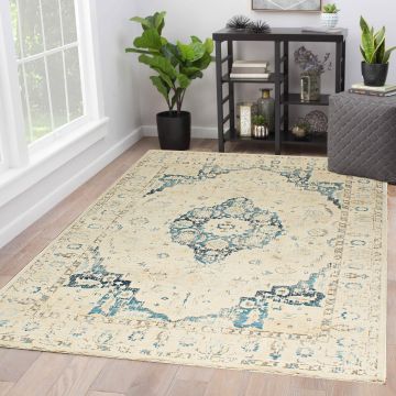 Rugsville Azzat Vintage Ivory Oriental Persian Carpet 5'4" x 7'6"