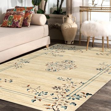 Rugsville Niroop Ivory Floral Vintage Carpet 5' x 7'7"
