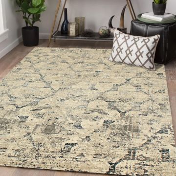 Rugsville Yanai Vinatge Beige Graphic Modern Carpet 5'1" x 7'7"
