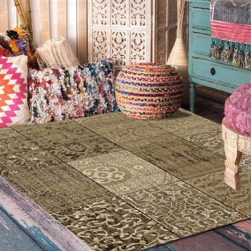 Rugsville Von Beige Patchwork Modern Carpet 5' x 7'7"
