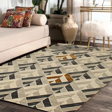 Rugsville Urijah Gray Geometric Modern Carpet 5'1" x 7'7"