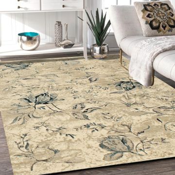 Rugsville Ulyana Beige Floral Modern Carpet 4'10" x 7'