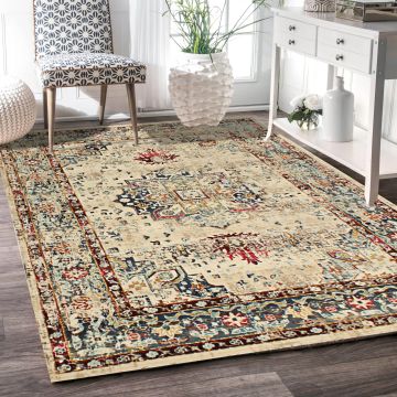 Rugsville Tenzin Beige Oriental Persian Carpet 5'4" x 7'4"