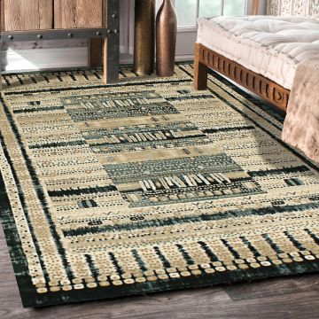 Rugsville Rayna Ivory Graphic Modern Carpet 4'5" x 6'7"