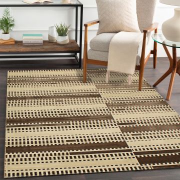Rugsville Prescott Brown Stripe Modern Carpet 5'1" x 7'6"