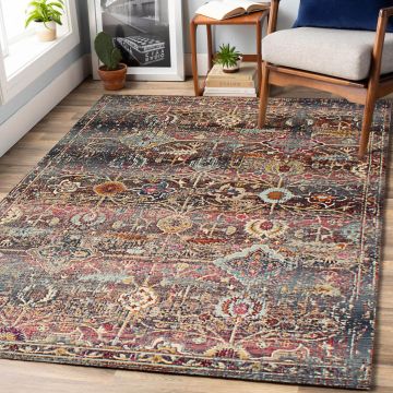 Rugsville Oda Transitional Navy Floral Persian Carpet 5'3" x 7'7"