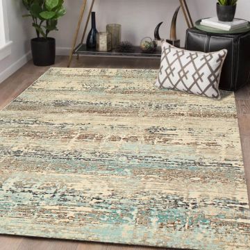 Rugsville Juneau Ivory Abstract Modern Carpet 5'3" x 7'6"