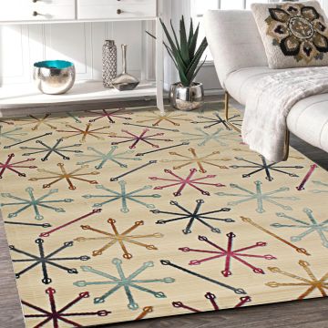 Rugsville Jarrah Ivory Graphic Modern Carpet 5'3" x 7'7"