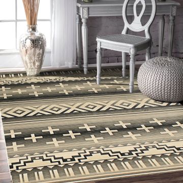 Rugsville Camilla Tribal Geometric Gray Modern Carpet 5'4" x 7'7"