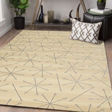 Rugsville Nia Graphic Ivory Modern Carpet 5'4" x 7'7"