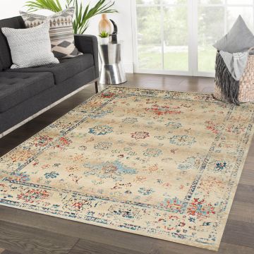 Rugsville Rowan Traditonal Beige Floral Persian Carpet 5'4" x 7'7"