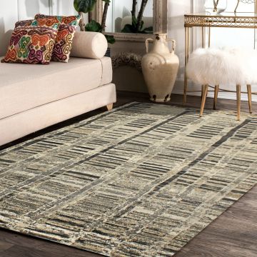 Rugsville Lizbeth Stripe Black Modern Carpet 5' x 7'6"