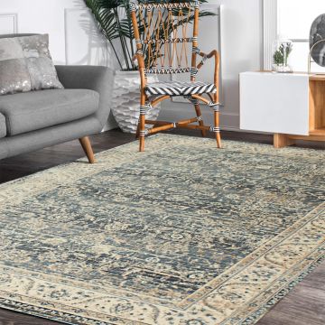 Rugsville Nancy Traditonal Black Floral Persian Carpet 5' x 7'6"