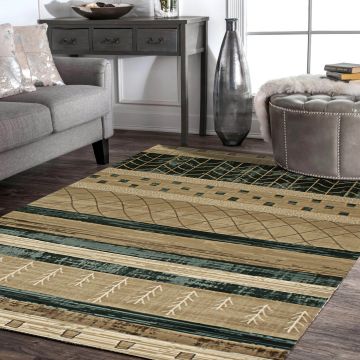 Rugsville Aleena Geometric Beige Modern Carpet 4'5" x 6'7"