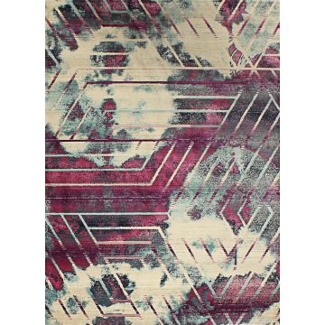Rugsville Yareli Graphic Purple Modern Carpet 5'3" x 7'6"