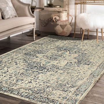 Rugsville Haven Oriental Ivory Modern Carpet 5'3" x 7'8"