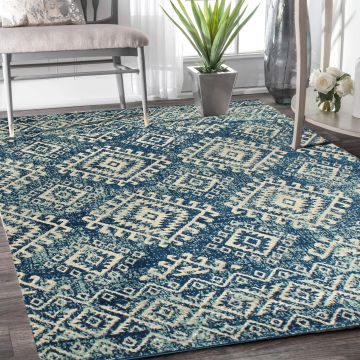 Rugsville Osmanek Bohemian Tribal Blue Persian Carpet 5'3" x 7'4"