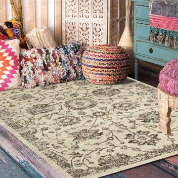 Rugsville Philip Transitional Ivory Floral Persian Carpet 5'3" x 7'4"